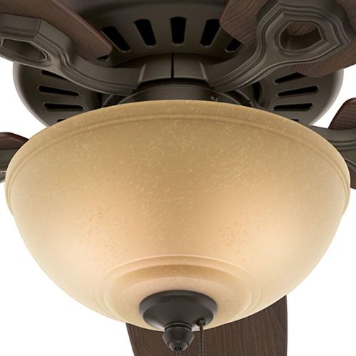  Hunter Fan Company Hunter 53091 Builder Deluxe 5-Blade Single Light Ceiling Fan with Brazilian CherryStained Oak Blades and Piped Toffee Glass Light Bowl, 52-Inch, New Bronze