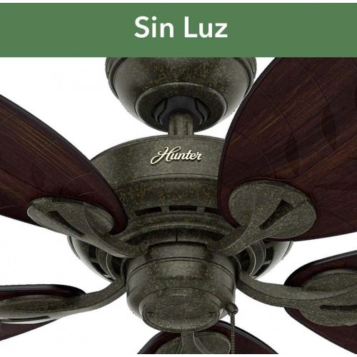  Hunter Bayview Indoor / Outdoor Ceiling Fan with Pull Chain Control, 54, Provencal Gold