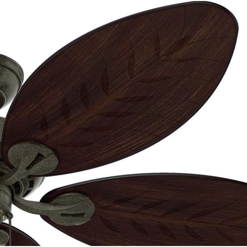  Hunter Bayview Indoor / Outdoor Ceiling Fan with Pull Chain Control, 54, Provencal Gold