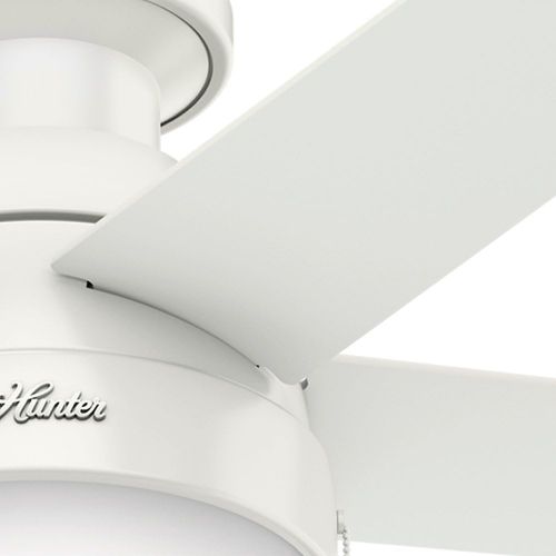  Hunter Anslee Indoor Low Profile Ceiling Fan with LED Light and Pull Chain Control, 46, White