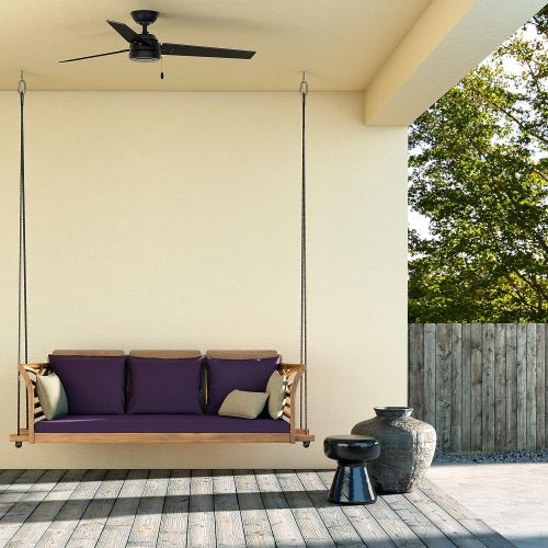  Hunter Cassius Indoor / Outdoor Ceiling Fan with Pull Chain Control, 52, Matte Black