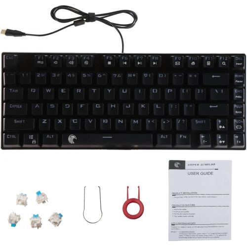  [아마존 핫딜] [아마존핫딜]HUO JI E-Element Z-88 RGB Mechanical Gaming Keyboard, Blue Switch, LED Backlit, Water Resistant, Compact 81 Keys Anti-Ghosting for Mac PC, Black