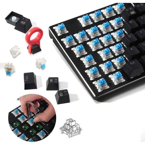  [아마존 핫딜]  [아마존핫딜]HUO JI Mechanische Gaming Tastatur RGB Beleuchtung Aluminum Metall Platte Auswechselbaren Tasten (Blaue Switches) Anti-Ghosting Kompakt 105 Tasten (QWERTZ, Deutsches Layout) mit abnehmbar