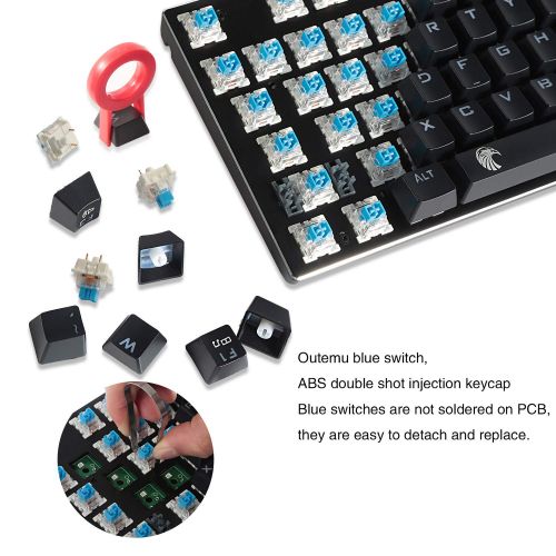  [아마존 핫딜]  [아마존핫딜]HUO JI Mini Mechanische Tastatur LED Beleuchtet TKL 81 Tasten Anti-Ghosting, Outemu Blaue Switches US-Layout Keyboard, Z-88 Schwarz (QWERTY)