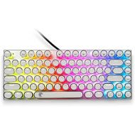 HUO JI E-Yooso Z-88 Typewriter RGB Mechanical Keyboard, Vintage Retro Style with Blue Switches, Compact 81 Keys Hot Swappable for PC, Mac, White