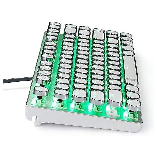  HUO JI E-Yooso Z-88 Typewriter RGB Mechanical Keyboard, Vintage Retro Style with Blue Switches, Compact 81 Keys Hot Swappable for PC, Mac, White