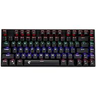 HUO JI 60% Mechanical Gaming Keyboard, E-Yooso Z-88 with Red Switches, Rainbow LED Backlit, Compact 81 Keys Hot Swappable,Black