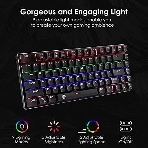  HUO JI 60% Mechanical Gaming Keyboard, E-Yooso Z-88 with Red Switches, Rainbow LED Backlit, Compact 81 Keys Hot Swappable,Black
