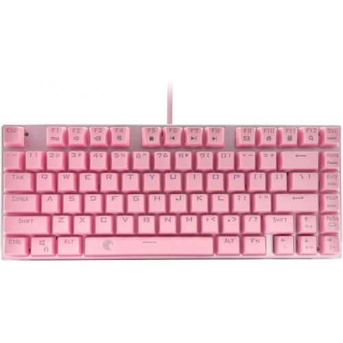  HUO JI E-Yooso Z-88 RGB Mechanical Gaming Keyboard, Blue Switches, 60% Compact 81 Keys Hot Swappable for Mac, PC, Cute Pink