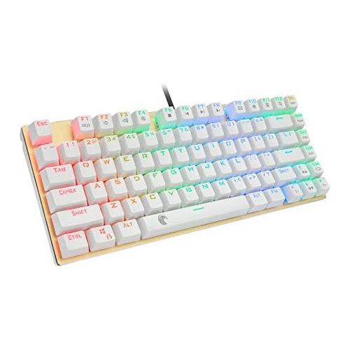  HUO JI E-Yooso Z-88 RGB Mechanical Gaming Keyboard, Brown Switches, USB Wired Compact 81 Keys Hot Swappable for Mac, PC, Gold and White