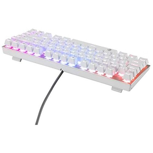  HUO JI E-Yooso Z-88 RGB Mechanical Gaming Keyboard, Brown Switches, USB Wired Compact 81 Keys Hot Swappable for Mac, PC, Gold and White