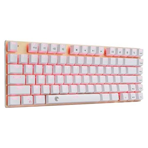  HUO JI E-Yooso Z-88 RGB Mechanical Gaming Keyboard, Brown Switches, USB Wired Compact 81 Keys Hot Swappable for Mac, PC, Gold and White
