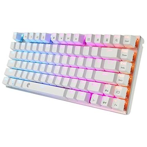  HUO JI E-Yooso Z-88 RGB Mechanical Gaming Keyboard, Brown Switches, USB Wired Compact 81 Keys Hot Swappable for Mac, PC, Gold and White