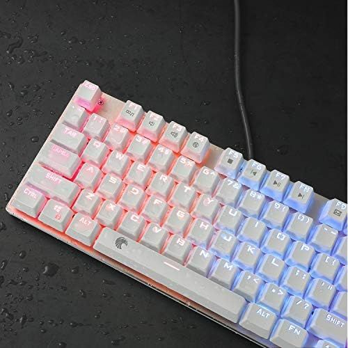  HUO JI E-Yooso Z-88 RGB Mechanical Gaming Keyboard, Brown Switches, USB Wired Compact 81 Keys Hot Swappable for Mac, PC, Gold and White