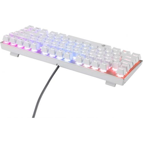  HUO JI E-Yooso Z-88 RGB Mechanical Gaming Keyboard, Brown Switches, USB Wired Compact 81 Keys Hot Swappable for Mac, PC, Gold and White