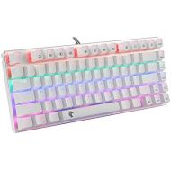 [아마존베스트]HUO JI 60% Mechanical Gaming Keyboard, E-Element Z88 with Red Switches, Rainbow LED Backlit, Water Resistant, Compact 81 Keys Anti-Ghost, White