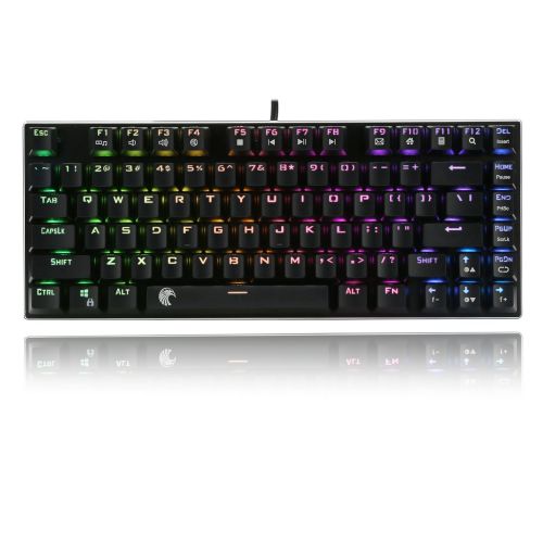 HUO JI E-Element Z-88 RGB Mechanical Gaming Keyboard, Black Switch -Linear and Quiet, LED Backlit, Water Resistant, Compact Design, 81 Keys Anti-Ghost, Black