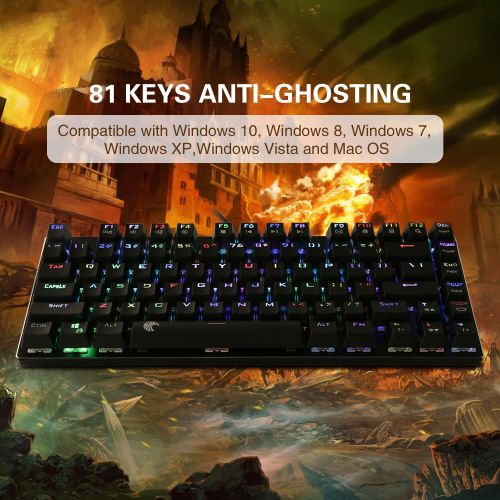  HUO JI E-Element Z-88 RGB Mechanical Gaming Keyboard, Black Switch -Linear and Quiet, LED Backlit, Water Resistant, Compact Design, 81 Keys Anti-Ghost, Black