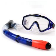 HUOFEIKE Adult Semi-Dry Snorkel Mask, Goggles Combination Set Snorkeling Equipment Swimming Training Island Beach Anti-Pressure Fog and Leak-Proof Panoramic View,Blue
