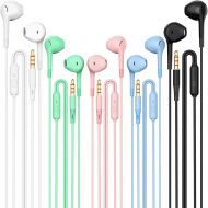 HUOMU Earbuds Headphones 5 in One Pack, Wired Earbud with Heavy Bass Stereo Noise Blocking, Microphone, Compatible with iPhone, Android Phones, Laptops, Computers, iPad or Any Device wit