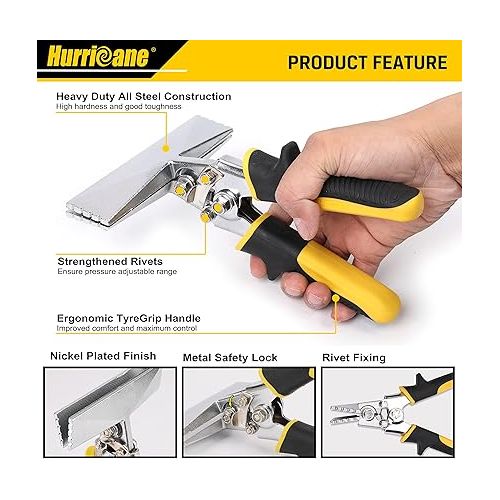  HURRICANE Sheet Metal Hand Seamer, 6 Inch Straight Jaw Sheet Metal Bender Tools for Flattening Metal, Ergonomic TyreGrip Handle