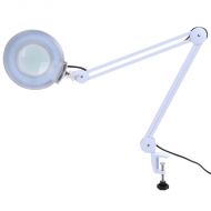 HURRISE LED Magnifier Lamp,Dimmable Magnifying Desk Light With 5X Glass and Base Holder For Jewelry Tool Coin