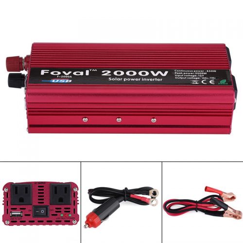 HURRISE Power Inverter,2000W DC 12V to AC 110V Power Inverter Converter W Dual Outlets for Home Car Outdoor Use