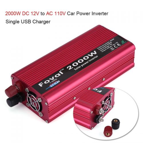  HURRISE Power Inverter,2000W DC 12V to AC 110V Power Inverter Converter W Dual Outlets for Home Car Outdoor Use