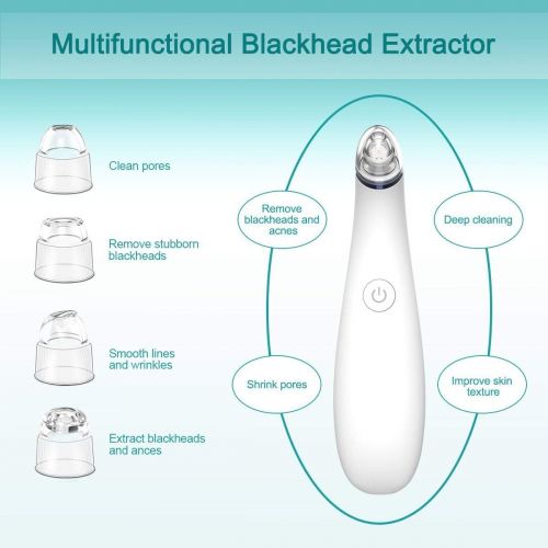  [아마존 핫딜]  [아마존핫딜]Multifunktional Mitesser Entferner, HURRISE Elektrisch Akne Extractor,Vakuum Absaugung Gesichts Cleaner, Wiederaufladbar Sauger Blackhead Maschine ,4-in-1 Beauty Tool Zu Reinigen P