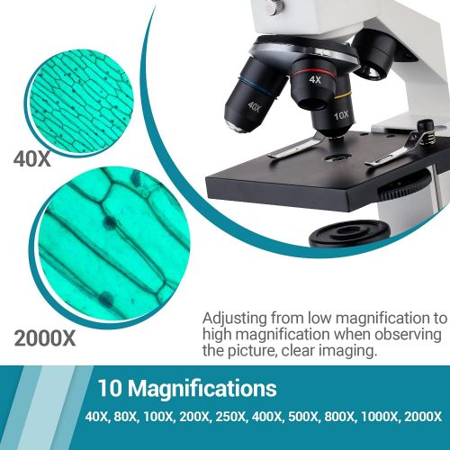  [아마존베스트]HUTACT USCAMEL Biological Microscope for Kids, Students and Adult Powerful Biological Childrens Microscope Set for School Laboratory Home Biological Scientific Research Education