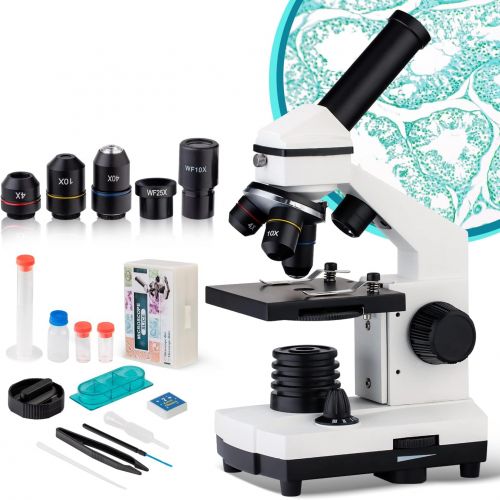  [아마존베스트]HUTACT USCAMEL Biological Microscope for Kids, Students and Adult Powerful Biological Childrens Microscope Set for School Laboratory Home Biological Scientific Research Education