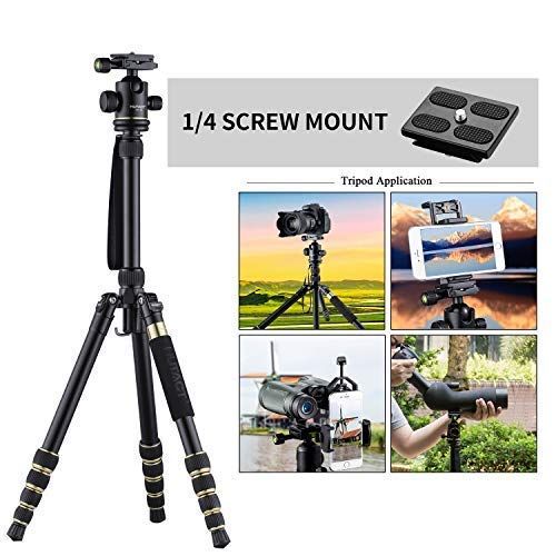 HUTACT Tripod Camera for DSLR, Monopod Kit 360°Ball Head with Quick Release Plate, Lightweight Portable Adjustable Compact Travel Camera Tripod Stand, with a Belt, Adapter Mount an