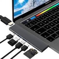 HUUBS USB Type-C Hub Adapter, Dual USB-C Thunderbolt 3 (40gbs), 7in1 Multi-Port Dongle for 2016 or Later MacBook Pro, 4K HDMI, microSDSD Card Reader, 2xUSB 3.0,100W Power Delivery (Spa