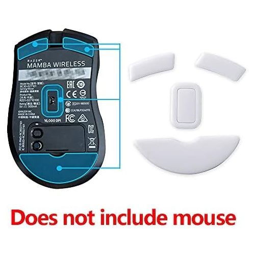  HUYUN 2 Sets White Rounded Curved Edges Mouse Feet Pads Skates Compatible for Razer Mamba Wireless Gaming Mouse