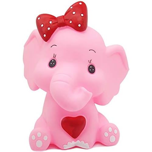  [아마존베스트]H&W Cartoon Elephant Coin Bank(B), Can Store 900 Coins, Money Box, Piggy Bank, Best Gift Kids, Girls, Pink (WK3-D3)