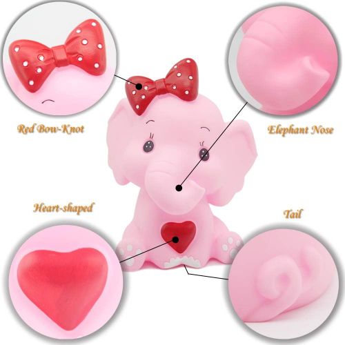  [아마존베스트]H&W Cartoon Elephant Coin Bank(B), Can Store 900 Coins, Money Box, Piggy Bank, Best Gift Kids, Girls, Pink (WK3-D3)