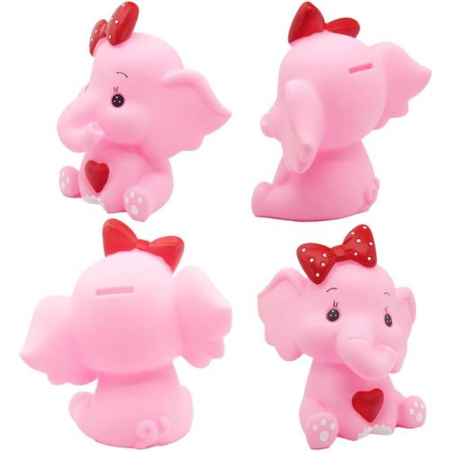  [아마존베스트]H&W Cartoon Elephant Coin Bank(B), Can Store 900 Coins, Money Box, Piggy Bank, Best Gift Kids, Girls, Pink (WK3-D3)