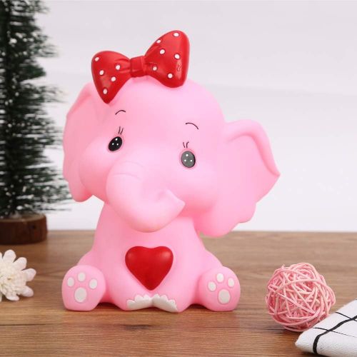  [아마존베스트]H&W Cartoon Elephant Coin Bank(B), Can Store 900 Coins, Money Box, Piggy Bank, Best Gift Kids, Girls, Pink (WK3-D3)