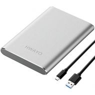 HWAYO 500GB Portable External Hard Drive, USB3.1 Gen 1 Type C Ultra Slim 2.5 HDD Storage Compatible for PC, Desktop, Laptop, Mac, Xbox One (Silver)