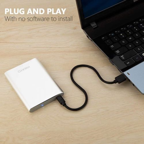  HWAYO 500GB Portable External Hard Drive, USB3.1 Gen 1 Type C Ultra Slim 2.5 HDD Storage Compatible for PC, Desktop, Laptop, Mac, Xbox One (Silver)