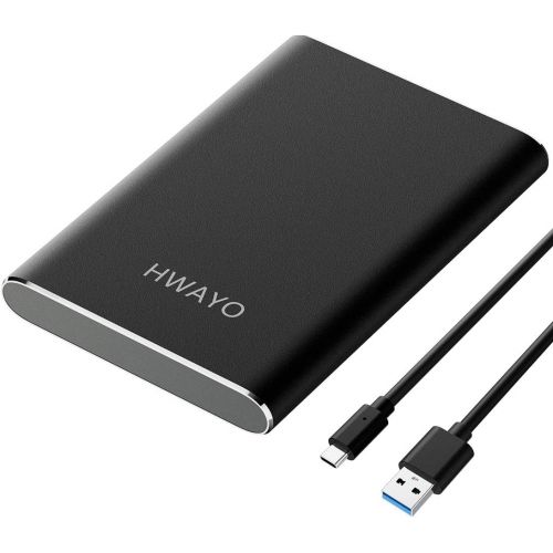  HWAYO 120GB Portable External Hard Drive, USB3.1 Gen 1 Type C Ultra Slim 2.5 HDD Storage Compatible for PC, Desktop, Laptop, Mac, Xbox One (Black)