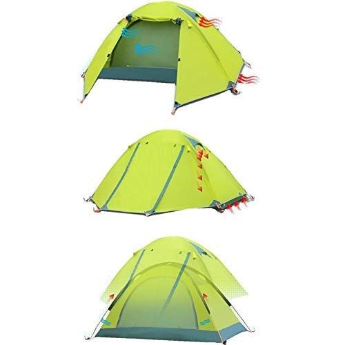  HWL 2-3-4 Person 3 Saison Camping Zelt Doppeltueren Leichte Wasserdichte Doppelschicht Backpacking Zelt fuer Camping Wandern