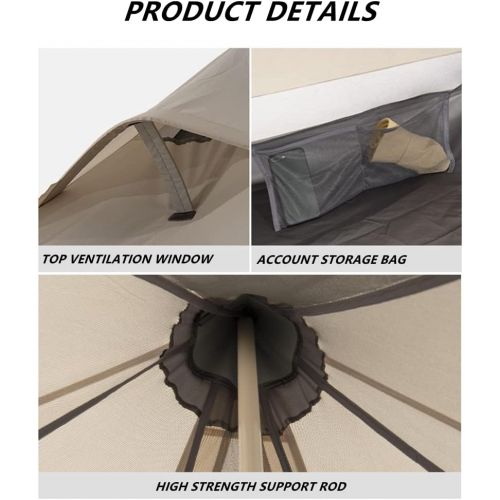  HWLY Trekking Pole Tent Ultralight 4 Person 4 Season Tent, Lightweight Pyramid Tent for Mountaineering Hiking Camping