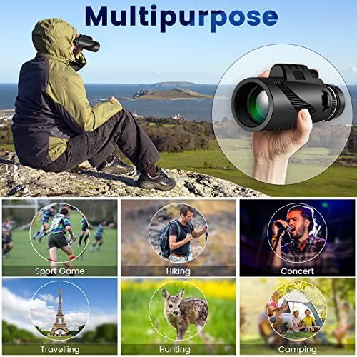  [아마존베스트]HWeggo Monocular Field Glasses, Monocular Telescope Mobile Phone Telescope 40 x 60 HD with Mobile Phone Holder Tripod for Climbing Hunting Bird Watching