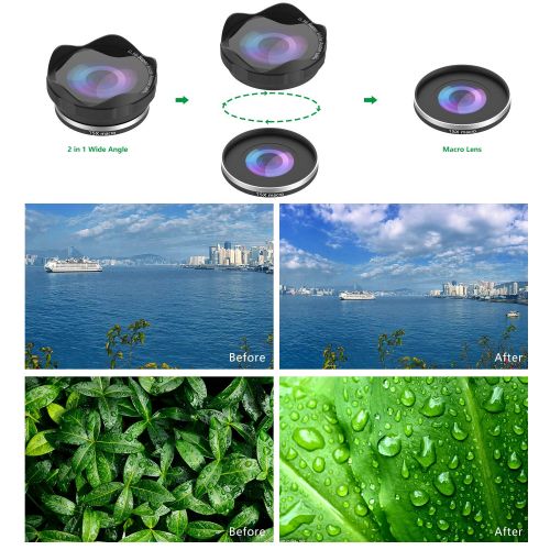  HXGD Phone Camera Lens Kit 12x Telephoto Lens 180° Fisheye Lens 0.36x Super Wide Angle Lens Macro Lens Suit iPhoneXS MaxXXR876 Samsung Andriod (Sliver)