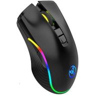 HXMJ Type C Fast Charging Mice,2.4Ghz Wireless Gaming Mouse with RGB Backlight- Black