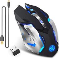 HXMJ Rechargeable 2.4Ghz Wireless Gaming Mouse with USB Receiver,7 Colors Backlit for MacBook, Computer PC, Laptop (600Mah Lithium Battery)