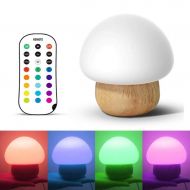 HXMSXROMID Colorful Night Light LED Cute Silicone Mushroom Bedside Table Lamp with Remote Control Dimmable Lighting Color and Brightness Mood Lights for Kids Baby Nursery Bedroom B