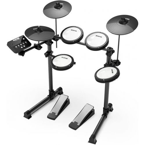  [아마존베스트]HXW SD61-5 Mesh Kit Electric Drum Set 8-Piece Electronic Drums, Dual-zone Snare and Cymbal With Choke, Drum Sticks Included