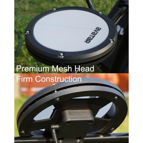  [아마존베스트]HXW SD61-5 Mesh Kit Electric Drum Set 8-Piece Electronic Drums, Dual-zone Snare and Cymbal With Choke, Drum Sticks Included